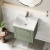 Nuie Deco Wall Hung 2-Drawer Vanity Unit with Basin-3 500mm Wide - Satin Green | Thumbnail Image