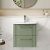 Nuie Deco Wall Hung 2-Drawer Vanity Unit with Basin-4 500mm Wide - Satin Green