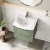 Nuie Deco Wall Hung 2-Drawer Vanity Unit with Basin-4 500mm Wide - Satin Green | Thumbnail Image