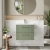 Nuie Deco Wall Hung 2-Drawer Vanity Unit with Basin-2 600mm Wide - Satin Green | Thumbnail Image