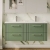Nuie Deco Wall Hung 4-Drawer Vanity Unit with Double Polymarble Basin 1200mm Wide - Satin Green