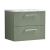 Nuie Deco Wall Hung 2-Drawer Vanity Unit with Carrera Marble Worktop 600mm Wide - Satin Green | Thumbnail Image
