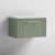 Nuie Deco Wall Hung 1-Drawer Vanity Unit with Bellato Grey Worktop 600mm Wide - Satin Green