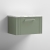 Nuie Deco Wall Hung 1-Drawer Vanity Unit with Carrera Marble Worktop 600mm Wide - Satin Green | Thumbnail Image