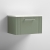 Nuie Deco Wall Hung 1-Drawer Vanity Unit with Sparkling White Worktop 600mm Wide - Satin Green
