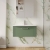 Nuie Deco Wall Hung 1-Drawer Vanity Unit with Basin-4 800mm Wide - Satin Green | Thumbnail Image