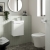 Nuie Deco Compact Wall Hung 1-Door Vanity Unit with Basin 400mm Wide - Satin White