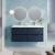 Havana Wall Hung 4-Drawer Vanity Unit with Double Polymarble Basin 1200mm Wide - Midnight Blue | Thumbnail Image
