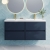 Havana Wall Hung 4-Drawer Vanity Unit with Double Polymarble Basin 1200mm Wide - Midnight Blue | Thumbnail Image