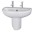 Nuie Ivo Basin and Semi Pedestal 555mm Wide - 2 Tap Hole