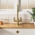 Nuie Kosi Mono Kitchen Sink Mixer Tap Dual Lever Handle - Brushed Brass | Thumbnail Image