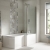 Nuie Square L-Shaped Shower Bath with Front Panel and Screen 1500mm x 700mm/850mm - Right Handed