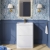 Nuie Lunar Floor Standing 2-Drawer Vanity Unit with Ceramic Basin 600mm Wide - Satin White | Thumbnail Image