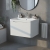 Nuie Lunar Wall Hung 1-Drawer Vanity Unit with Polymarble Basin 600mm Wide - Satin White