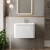 Nuie Lunar Wall Hung 1-Drawer Vanity Unit with Polymarble Basin 600mm Wide - Satin White | Thumbnail Image