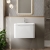 Nuie Lunar Wall Hung 1-Drawer Vanity Unit with Ceramic Basin 600mm Wide - Satin White | Thumbnail Image