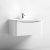 Nuie Lunar Wall Hung 1-Drawer Vanity Unit with Polymarble Basin 800mm Wide - Satin White