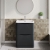 Nuie Lunar Floor Standing 2-Drawer Vanity Unit with Polymarble Basin 600mm Wide - Satin Anthracite | Thumbnail Image
