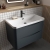 Nuie Lunar Wall Hung 2-Drawer Vanity Unit with 1TH Thin-Edged Basin 800mm Wide - Soft Black | Thumbnail Image