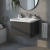 Nuie Lunar Wall Hung 1-Drawer Vanity Unit with Polymarble Basin 600mm Wide - Satin Anthracite