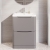 Nuie Lunar Floor Standing 2-Drawer Vanity Unit with Ceramic Basin 600mm Wide - Satin Grey | Thumbnail Image