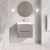 Nuie Lunar Wall Hung 2-Drawer Vanity Unit with Polymarble Basin 600mm Wide - Satin Grey | Thumbnail Image