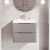 Nuie Lunar Wall Hung 2-Drawer Vanity Unit with Polymarble Basin 600mm Wide - Satin Grey | Thumbnail Image