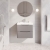Nuie Lunar Wall Hung 2-Drawer Vanity Unit with Ceramic Basin 600mm Wide - Satin Grey | Thumbnail Image