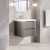 Nuie Lunar Wall Hung 2-Drawer Vanity Unit with Ceramic Basin 600mm Wide - Satin Grey | Thumbnail Image
