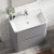 Nuie Lunar Floor Standing 2-Drawer Vanity Unit with Polymarble Basin 800mm Wide - Satin Grey | Thumbnail Image