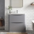 Nuie Lunar Floor Standing 2-Drawer Vanity Unit with Polymarble Basin 800mm Wide - Satin Grey | Thumbnail Image