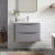 Nuie Lunar Wall Hung 2-Drawer Vanity Unit with Polymarble Basin 800mm Wide - Satin Grey | Thumbnail Image