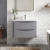 Nuie Lunar Wall Hung 2-Drawer Vanity Unit with Ceramic Basin 800mm Wide - Satin Grey | Thumbnail Image