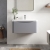 Nuie Lunar Wall Hung 1-Drawer Vanity Unit with Polymarble Basin 800mm Wide - Satin Grey | Thumbnail Image