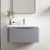 Nuie Lunar Wall Hung 1-Drawer Vanity Unit with Polymarble Basin 800mm Wide - Satin Grey | Thumbnail Image