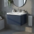 Nuie Lunar Wall Hung 1-Drawer Vanity Unit with Polymarble Basin 600mm Wide - Satin Blue