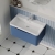 Nuie Lunar Wall Hung 1-Drawer Vanity Unit with Polymarble Basin 800mm Wide - Satin Blue | Thumbnail Image