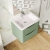 Nuie Lunar Wall Hung 2-Drawer Vanity Unit with Ceramic Basin 600mm Wide - Satin Green | Thumbnail Image