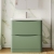 Nuie Lunar Floor Standing 2-Drawer Vanity Unit with Polymarble Basin 800mm Wide - Satin Green | Thumbnail Image