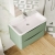 Nuie Lunar Wall Hung 2-Drawer Vanity Unit with Polymarble Basin 800mm Wide - Satin Green | Thumbnail Image