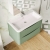 Nuie Lunar Wall Hung 2-Drawer Vanity Unit with Ceramic Basin 800mm Wide - Satin Green | Thumbnail Image