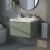 Nuie Lunar Wall Hung 1-Drawer Vanity Unit with Polymarble Basin 600mm Wide - Satin Green