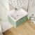 Nuie Lunar Wall Hung 1-Drawer Vanity Unit with Polymarble Basin 600mm Wide - Satin Green | Thumbnail Image