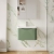 Nuie Lunar Wall Hung 1-Drawer Vanity Unit with Polymarble Basin 600mm Wide - Satin Green | Thumbnail Image