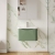 Nuie Lunar Wall Hung 1-Drawer Vanity Unit with Ceramic Basin 600mm Wide - Satin Green | Thumbnail Image