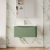 Nuie Lunar Wall Hung 1-Drawer Vanity Unit with Polymarble Basin 800mm Wide - Satin Green | Thumbnail Image