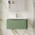 Nuie Lunar Wall Hung 1-Drawer Vanity Unit with Polymarble Basin 800mm Wide - Satin Green | Thumbnail Image