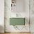 Nuie Lunar Wall Hung 1-Drawer Vanity Unit with Ceramic Basin 800mm Wide - Satin Green | Thumbnail Image