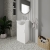 Nuie Mayford Floor Standing 1-Door Vanity Unit with Round Basin 450mm Wide - White