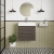 Nuie Merit Wall Hung 1-Door Vanity Unit with L-Shaped Basin 500mm Wide - Anthracite Woodgrain